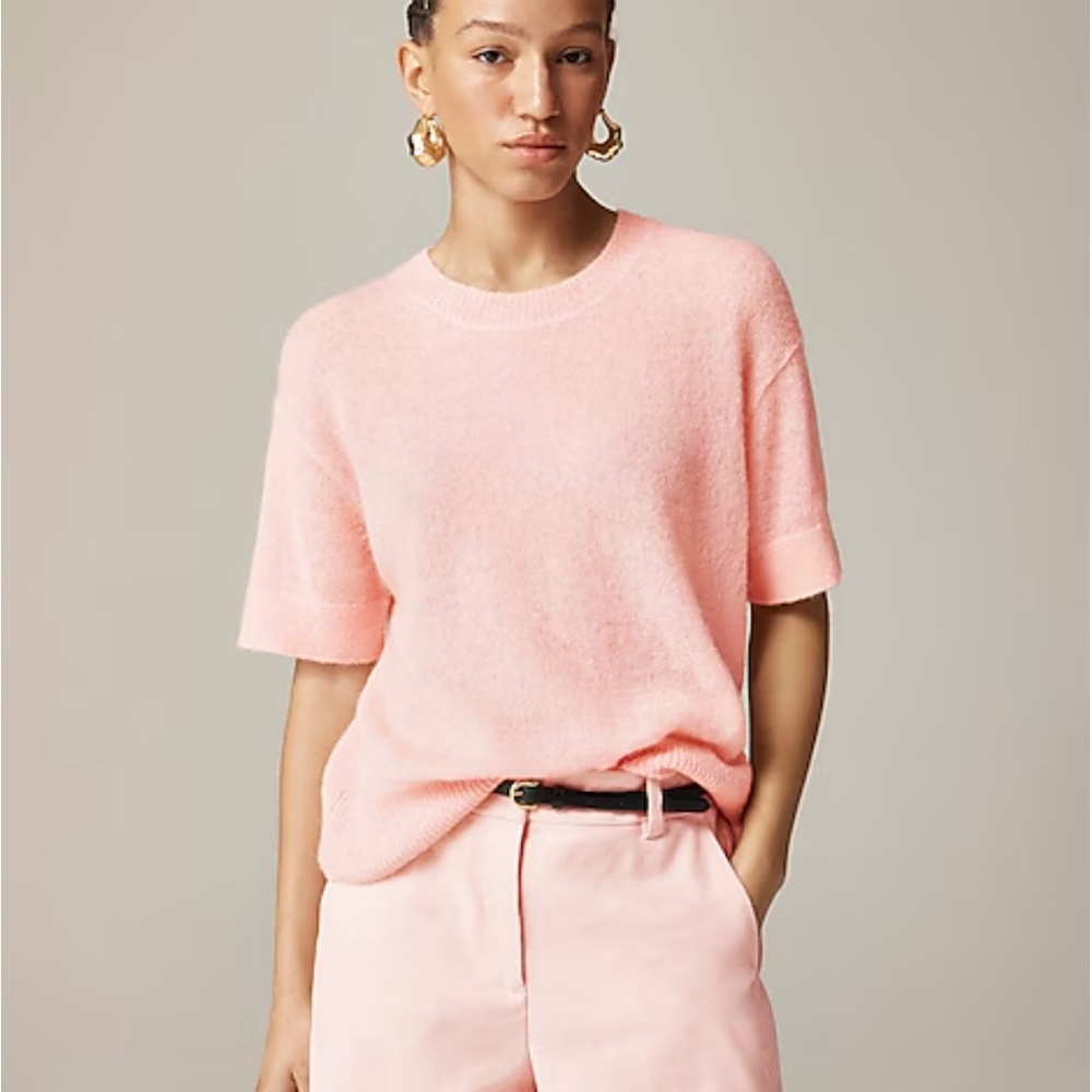 J. Crew Pink Boxy Short Sleeve Sweater